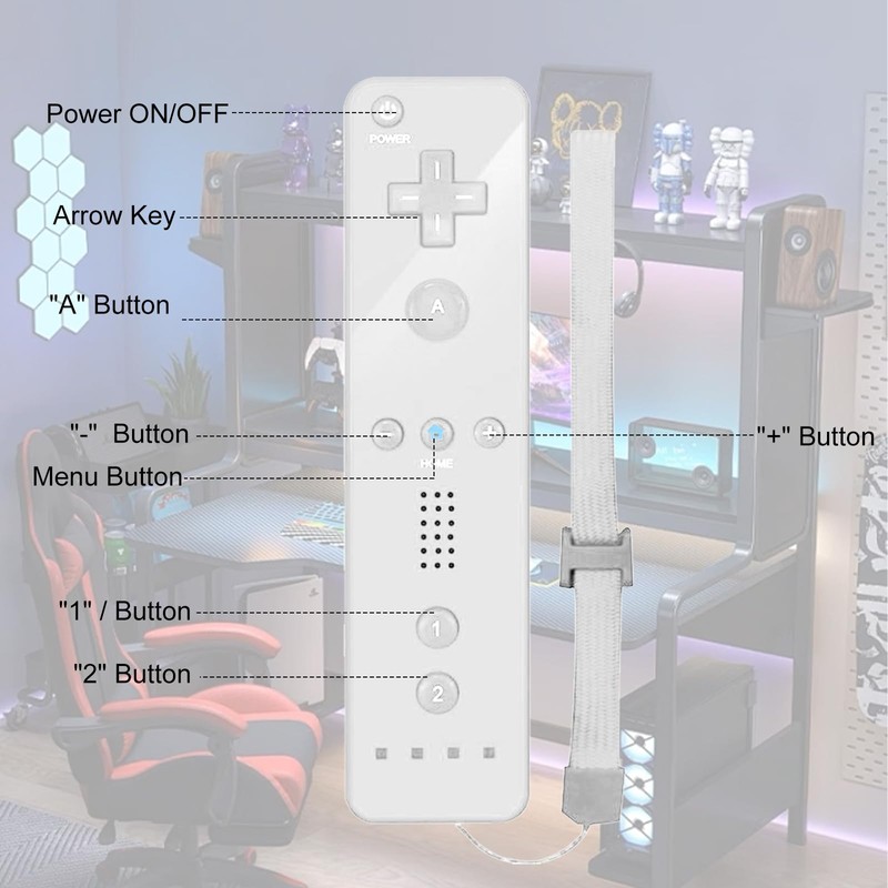 Leikurvo 2er Set Wii-Fernbedienung Gamecontroller, Controller Remote mit Nunchuck Controller