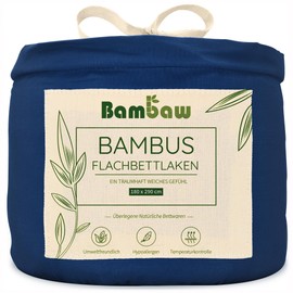 Navy Blue Bed Sheets without Elastic Bamboo | Cooling 180 x 290 cm Bed Sheet | Allergy Bed Linen | Comfortable Bed Sheet for Summer | Bamboo Bed Linen | Navy Blue Bed Sheet | Bambaw