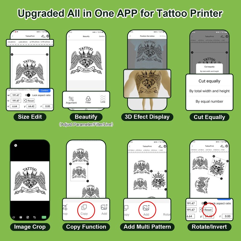 TATOPRT Bluetooth Tattoo Stencil Printer Wireless Thermal Portable Temporary Tattoo