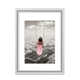 Hama Swing Picture Frame 20 x 30 cm (with Mount Picture Format 13 x 18 cm, Modern Plastic Frame, for Portrait Format, for Landscape Format, for Standing or Hanging, Reflex Glass) Silver
