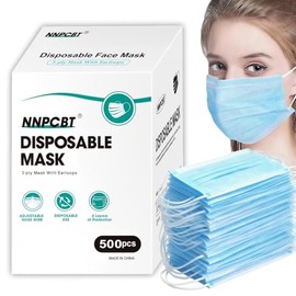 500 Pcs Blue Disposable Face Masks, 3 Ply Face Masks Disposable for Adults, Disposable Blue Mask