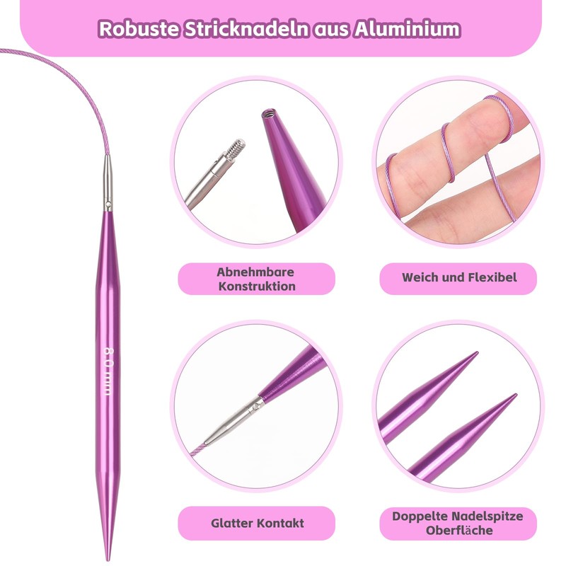 Coopay Interchangeable Circular Knitting Needles Set, 3.0-10 mm Knitting Needle