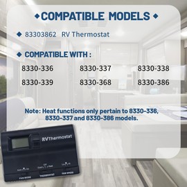 KELOKE Digital Thermostat, RV Heat/Cool T-Stat Wall Thermostat Fit for Coleman Mach 8330-336 Air Conditioner with 3 Adjustment Modes, Precise Temperature Control, Black, Replace# 83303862