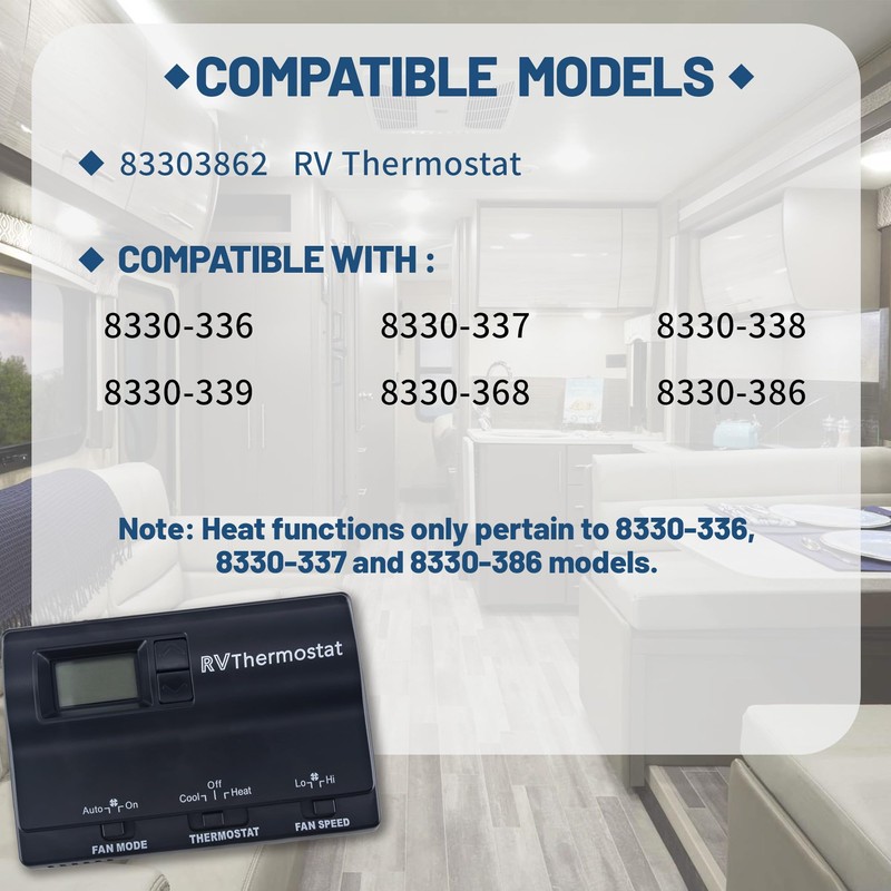 KELOKE Digital Thermostat, RV Heat/Cool T-Stat Wall Thermostat Fit for