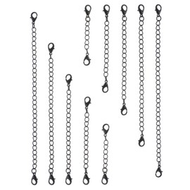 PATIKIL 2/3/4/5/6 Inch Necklace Extender, 10 Pack Necklace Clasps Chain Extenders Extension for Necklaces Bracelet Jewelry Making, Black
