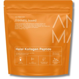 Halal Collagen Powder [450g] - Pure Collagen Hydrolysate Type I & III - Grass-Fed Cattle from Turkey - Halal Certified - 2000 Dalton - Tasteless - Bottled in Germany