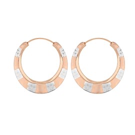 Tuscany Silver Rose Gold Plated Deco Hoop Earrings