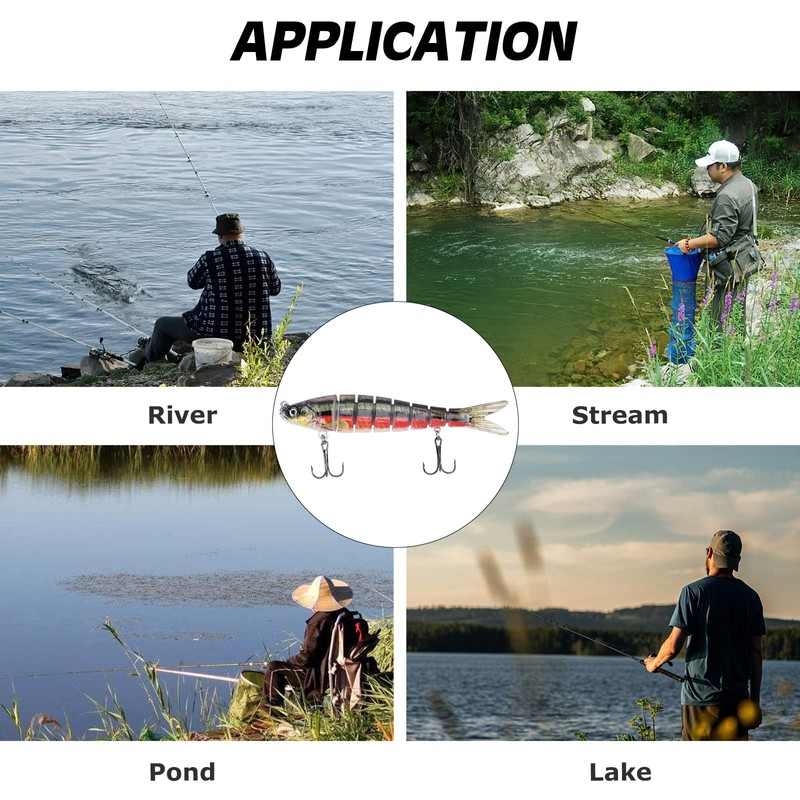 Matymats 6pc Multi-Jointed Pike Lures - 8 Segmented, Slow Sinking,