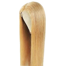 Hxxcoup Wear and Go Glueless Wig Human Hair Wig 13x6 Lace Wig Straight Hair Wig Lace Front Wig Blonde #27 with Natural Hairline Top Swiss Transparent Lace Natural for Woman 26 Inch