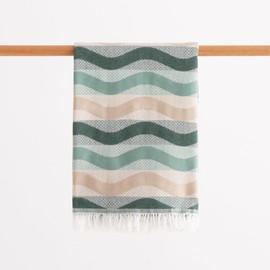 GAMUSI Fouta Pareo Lightweight Striped Beach Towel, 90 x 180 cm, Green