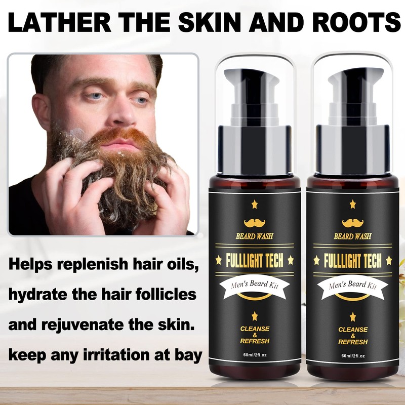 FULLLIGHT TECH Men's 2 Pack Beard Care Kit - Argan