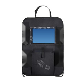 Car Backseat Organizer with Clear Tablet Holder – Kick Mat Seat Back Protector with Storage Pockets for Kids