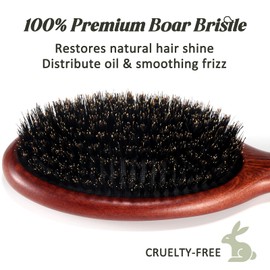 BESTOOL Hair Brush with 100% Boar Bristles, Natural Bristles Brush for Thin, Fine Hair, Stiff Bristles, Sleek Bun Brush, Hair Brush, Reduces Hair Breakage and Frizz