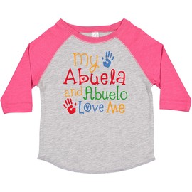 inktastic My Abuela and Abuelo Love Me Toddler T-Shirt 3T Heather and Hot Pink 26a5b