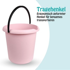 Bucket (3 Pieces) Household Bucket, 5 Litres, in Various Colours, Cleaning Bucket Made of Sturdy Plastic, BPA-Free, Made in the EU, Plastic Bucket (Pink)