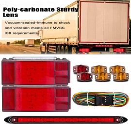 LIMICAR Boat Trailer Lights, IP68 Submersible LED Trailer Light Kit w/Wring Harness, LED Trailer Marker Lights, 13.7 inch 3rd Light Bar for Boat Truck RV