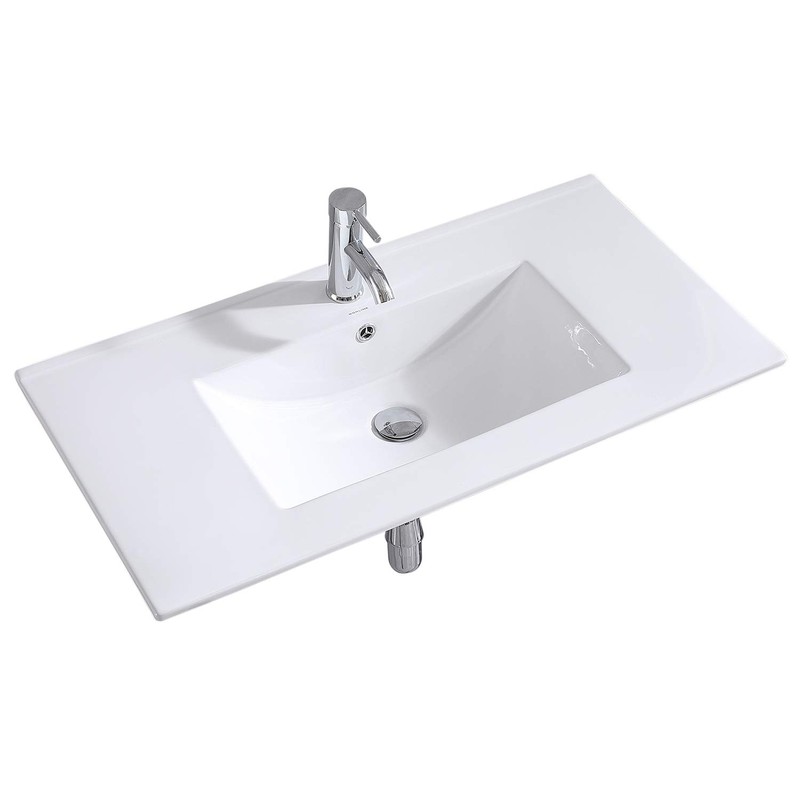 Walnest 36" Drop-In Rectangular Ceramic Bathroom Vanity Sink Top with