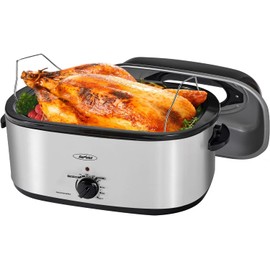 Sunvivi 22 quart Electric Roaster with Removable Pan, 26 lb Electric Turkey Roaster Oven with Visible & Self-Basting Lid,Large Roaster with Removable Pot and Cool-Touch Handles