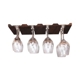 fdjamy Wine glass holder-a wooden wine glass rack and goblet storage rack installed under the cabinet or countertop (Retro color)