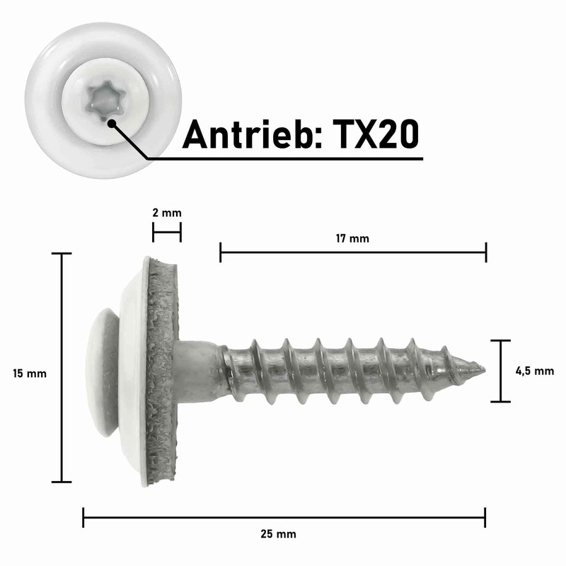 Plumbing Screws Stainless Steel A2 with EPDM Sealing Washer 15