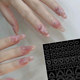 Vezocim 6 Sheets Airbrush Stencils Nail Stickers Butterfly Flower Moon Star Heart Cross French Nail Decals Printing Template Stencil Tool DIY Nail Designs Nail Art Decorations