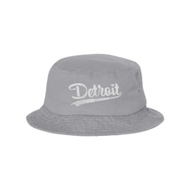 Go All Out One Size Gray Bucket City of Detroit Michigan Pride Embroidered Cap Dad Hat