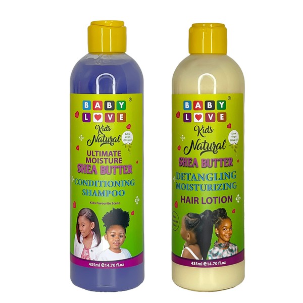 Baby love kids natural Shea butter detangling lotion 435ml + conditioning shampoo 435ml sets