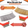 Hand Wire Brush Set 4 Pcs with Stainless Steel Brush