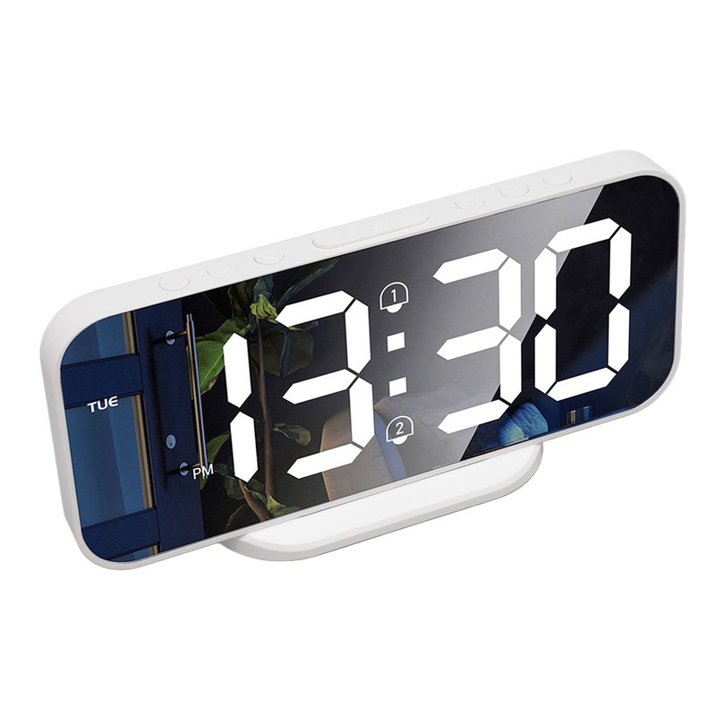 LED Mirror Electronic Clock Adjustable Brightness 6.7 Inch HD Digital