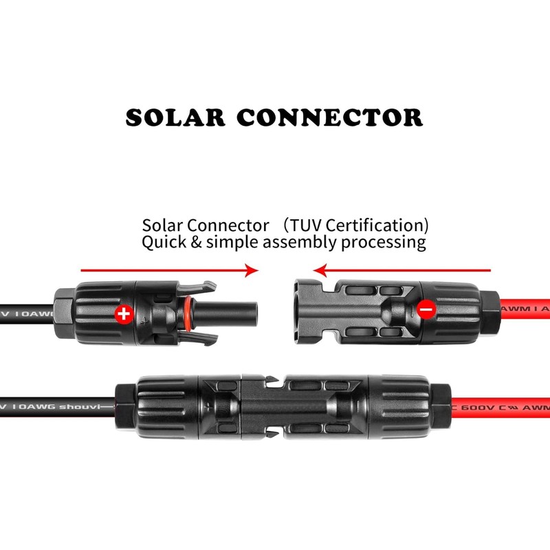 Solar Panel Connector to XT60 Connector Cable 50FT, 10AWG Solar