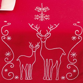 Vervaco Tischläufer Rehe & Eiskristalle Stickpackung/Läufer im vorgedruckt/vorgezeichnet, Baumwolle, Mehrfarbig, 30 x 105 x 0.3 cm