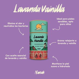 NANAH EN SÓLIDO Desodorante Natural de Lavanda en Barra I Ideal para piel normal y sensible I Sin Bicarbonato de sodio I Elimina el mal olor I Sin plástico, Sin Aluminio, Biodegradable y Vegano I 60 gr.