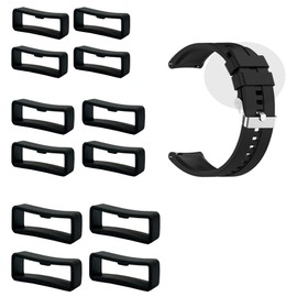 WAURCSY 12 Pcs Watch Band Keepers, 18mm/20mm/22mm Silicone Watch Strap Holder Loop Watch Band Fastener Rings for Smart Sport Watches Rubber Replacement Watch Band Strap Loops