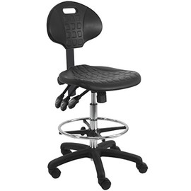 BenchPro Deluxe Chrome & Firm Polyurethane Foam Chair with 18” Adjustable Footring, 3 Lever Control, 21"-31" Height Adjustment and 450 lbs Capacity.