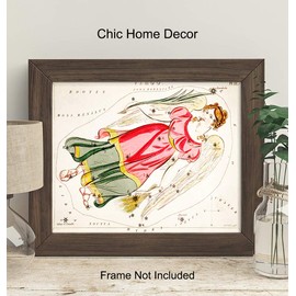 YELLOWBIRD ART & DESIGN Vintage Virgo Astrological Zodiac Chart - Great Gift and Chic Home Decor - Stars - Ready to Frame (8x10) Photo