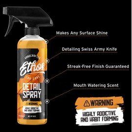 Detail Spray - Quick Detail Car Wax Shine Booster | Waterless Car Cleaning & Hydrophobic Polymers | Clay Bar Lubricant | Ceramic Coating & Sealant Safe Top Coat