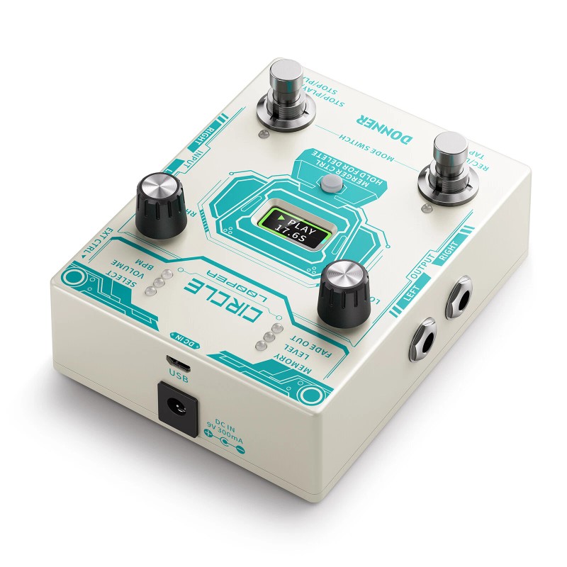Donner Circle Looper Effects Pedal Drum Machine Tempo 40 Slot