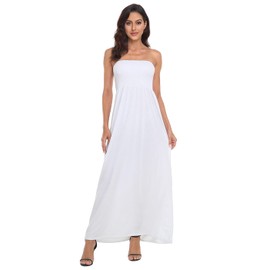 HDE Women's Strapless Maxi Dress Plus Size Tube Top Long Skirt Sundress Cover Up White