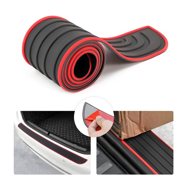 Adunsiaoto Universal Black Rubber Scratch-Resistant Trunk Door Protector, Car Rear