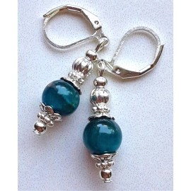 handcrafted BLUE TIGER EYE Lantern shape drop earring SP LEVERBACK handcrafted XGE