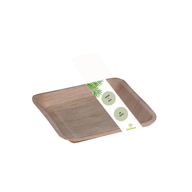 DeinPack 25 Palm Leaf Plates Square 24 x 24 x