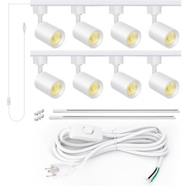 VANoopee with 10FT Plug Cord - 8-Light LED Track Lighting Kit with 6.6FT H Type Track Rails, Dimmable Track Light Heads, White