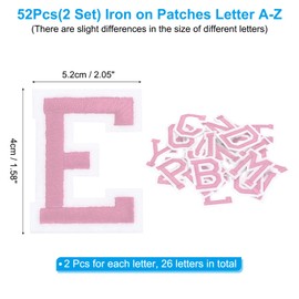 PATIKIL Iron on Letter Patches, 52Pcs Embroidered Letters A-Z Sew on Iron on Patches for Clothes Backpacks Hats DIY Accessories, Pink 2inch Height