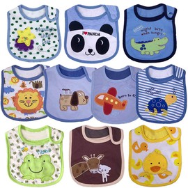 Yafane Baby Bibs Waterproof Layer Absorbent Bandana Drool Bibs Cotton for Infant Toddler 3-24 Months 10 Packs