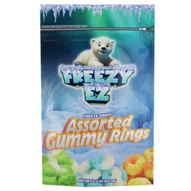 Freeze Dried Neon Gummy Rings, Crunchy Gummie Candy 2.2 oz (Pack of 1)