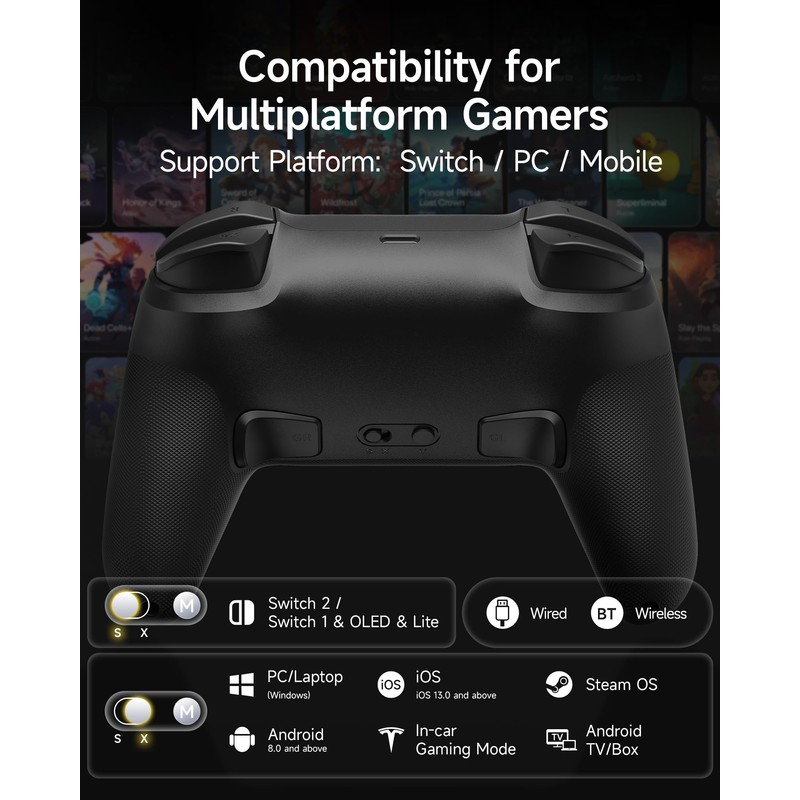 EasySMX S10C Wireless Switch 2 Pro Controller, Hall Effect Joysticks,