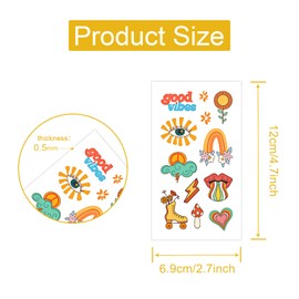 Hippie Temporary Tattoos,10 Sheets Peace and Love Daisy Flower Power Tattoo Stickers,Groovy Good Vibes Rainbow Face Tattoos for Adults and Kids Hippie Costume Birthday Party Supplies Accessories