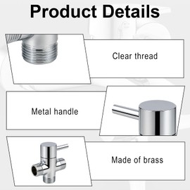 Huybaa Shower Diverter Valve, Replacement, T Piece Water Connection, 3 Way T Adapter, Shut-off Valve for Shower Head Arm Diverter Valve Diverter Valve Diverter 1/2 Male to 1/2 AG (Ventil08)