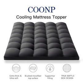 COONP Twin XL Mattress Topper, Extra Thick Pillowtop, Cooling Plush Mattress Pad Cover Bed Topper Protector with 8-21 Inch Deep Pocket (Black, Twin XL)