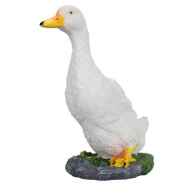CHEOTIME Duck Resin Statue,Resin Goose Sculpture Statue Front Porch Garden Decor for Outside Imitation Wood Carving, Funny Animal Decorations Fairy Craft Yart Art Decor(White)